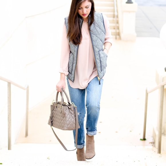 J. Crew Herringbone Down Quilted Puffer Vest - Picture 2 of 13